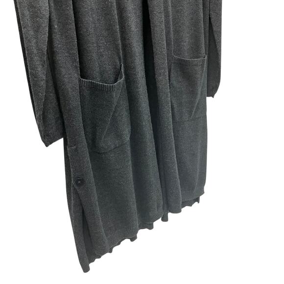 J. Jill Cardigan 3-Button Long Wool Blend M Duster Sweater Lightweight Preppy - Picture 4 of 10
